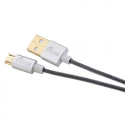 Innoz USB-Micro 2.4A Quick-Charge aranyzott 25cm töltőkábel ezüst