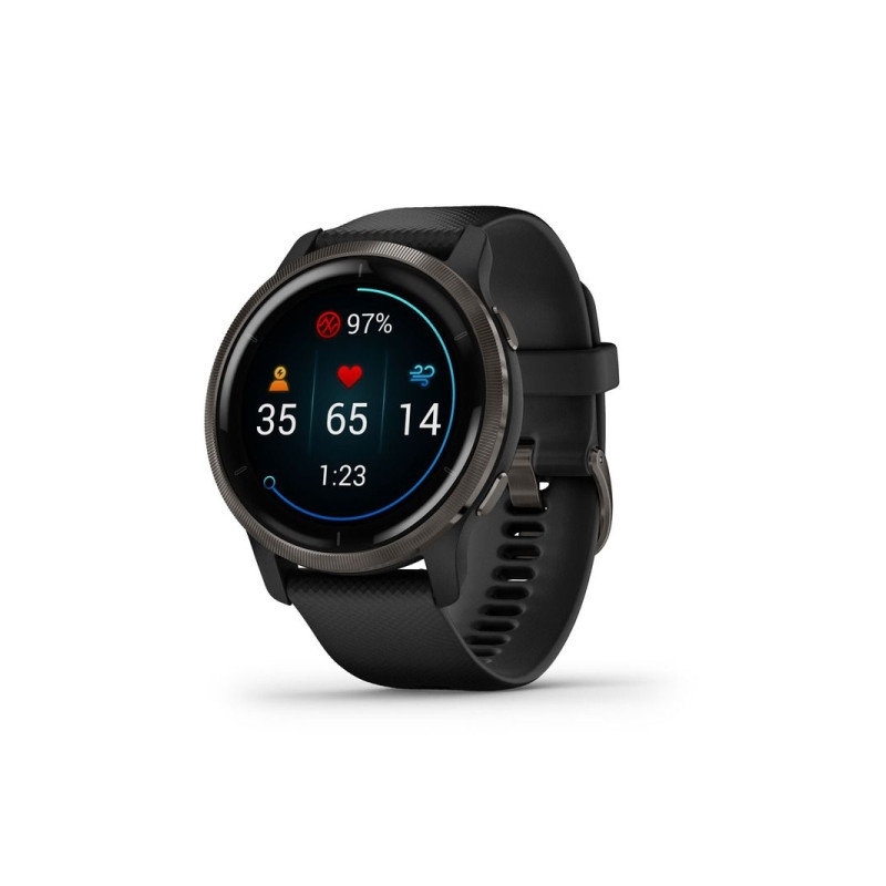 Garmin Venu 2 Slate Stainless Steel Bezel with Black Case and Silicone Band (010-02430-11)