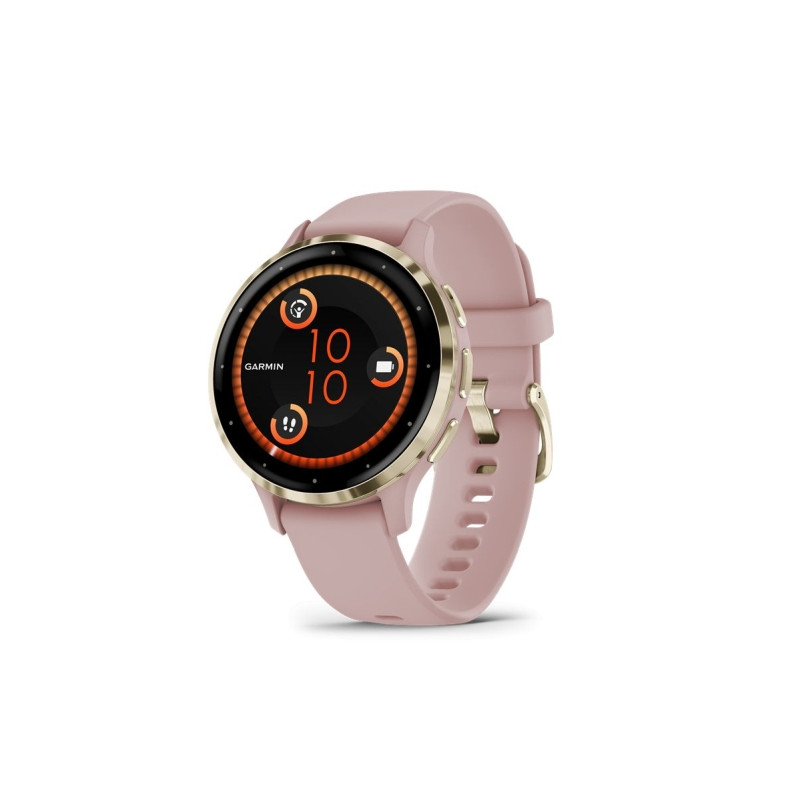 Garmin Venu 3S Soft Gold Stainless Steel Bezel with Dust Rose Case and Silicone Band (010-02785-03)