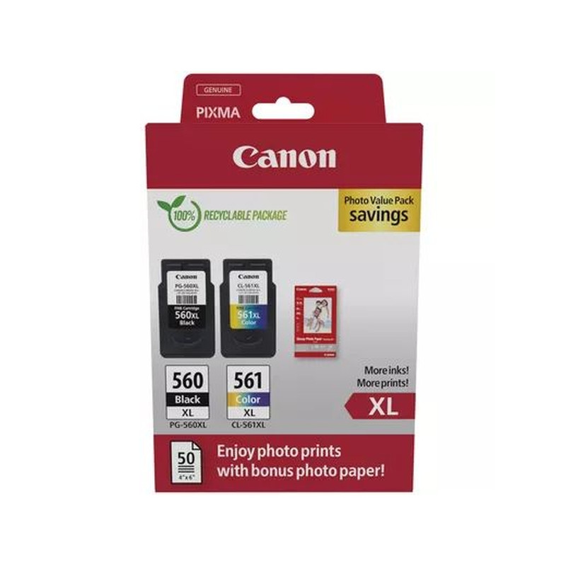 Canon PG-560 XL + CL-561 XL Multipack + Photo Paper Value Pack (3712C008)