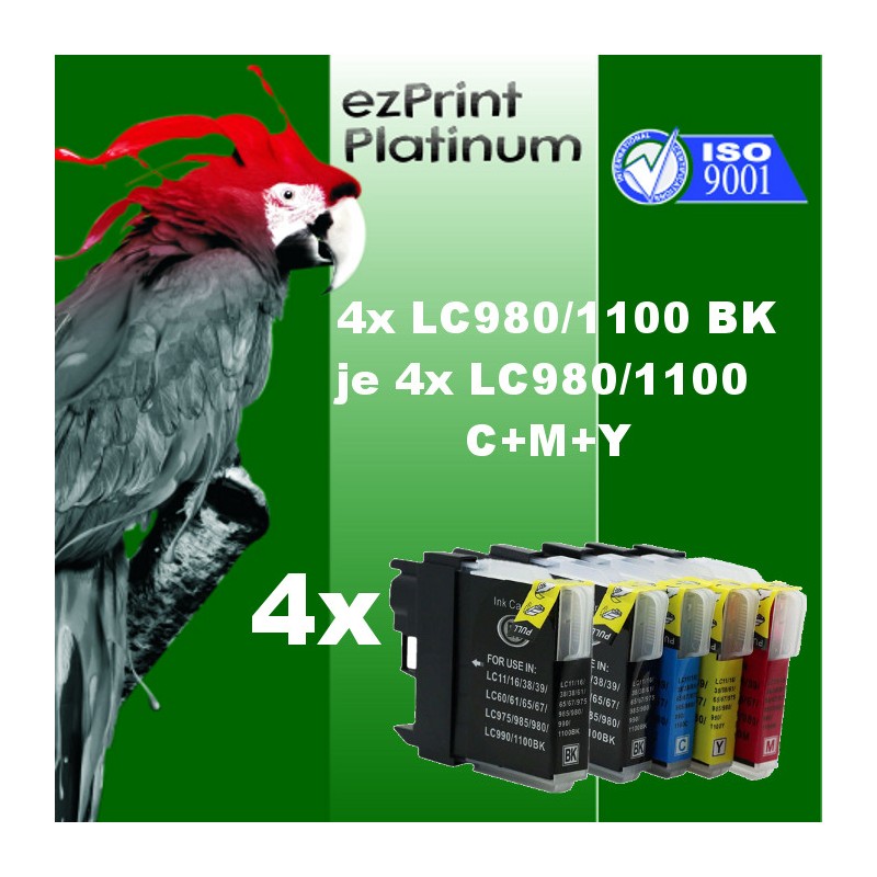 4-4x ezPrint LC980 LC1100 BK + C+M+Y Multipack 