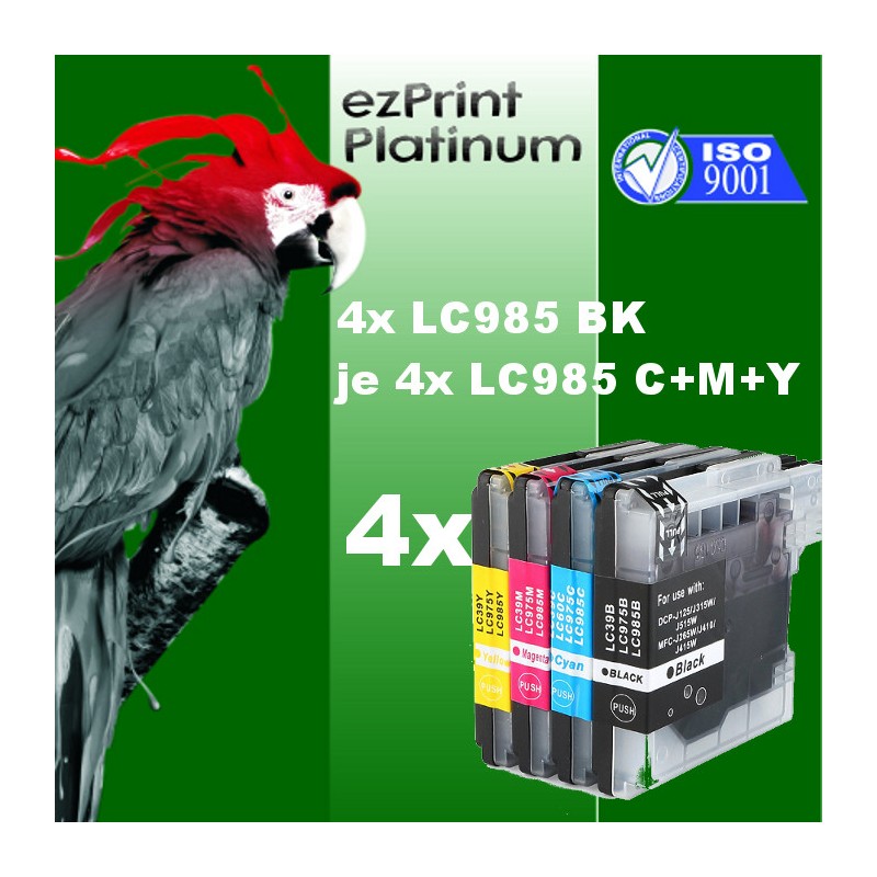 4-4x ezPrint LC985 BK + C+M+Y Multipack 